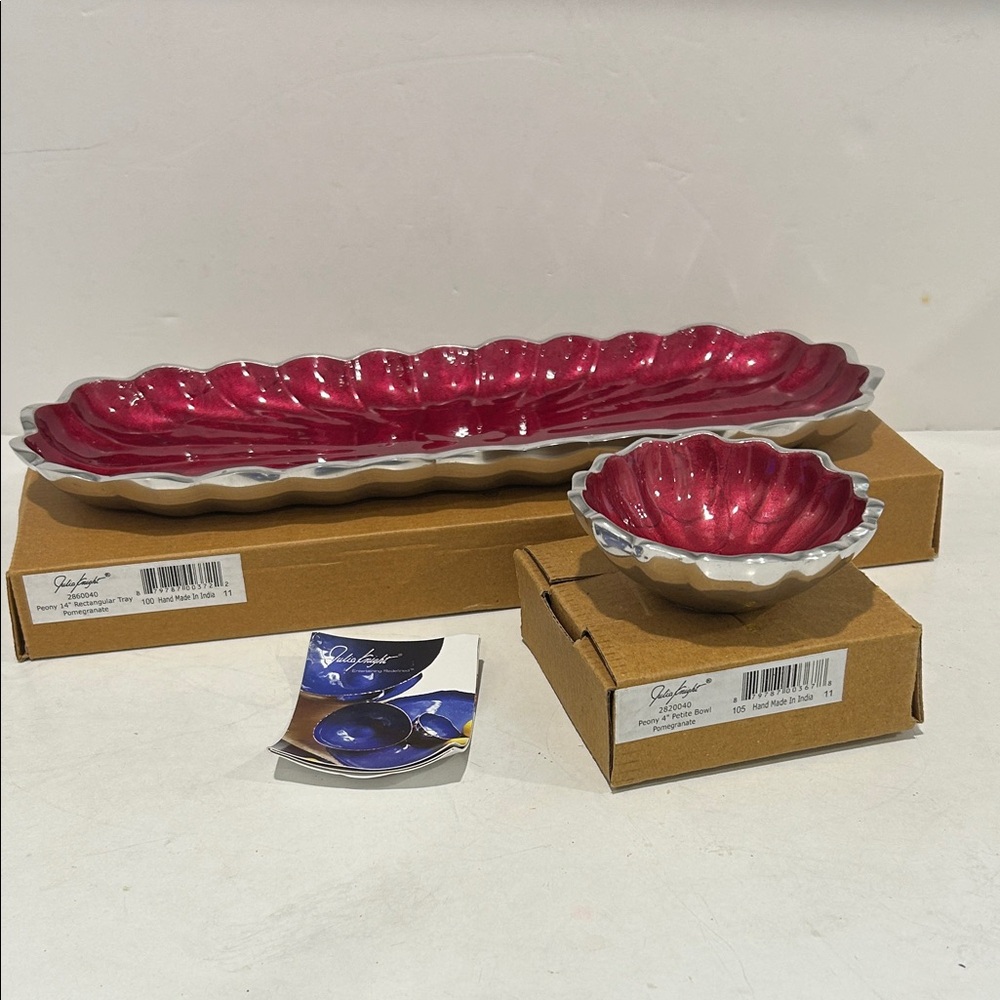 NIB Julia Knight Peony Serveware Set (2 pcs) in Pomegranate
